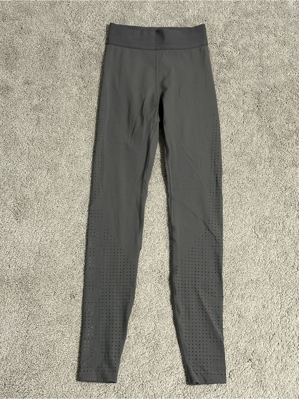 Lululemon gray leggings with perforated pattern